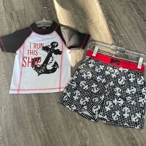 NEW Nick & Mack Boys 2 -Piece Swimwear Rash Guard and Trunk Swimsuit Set